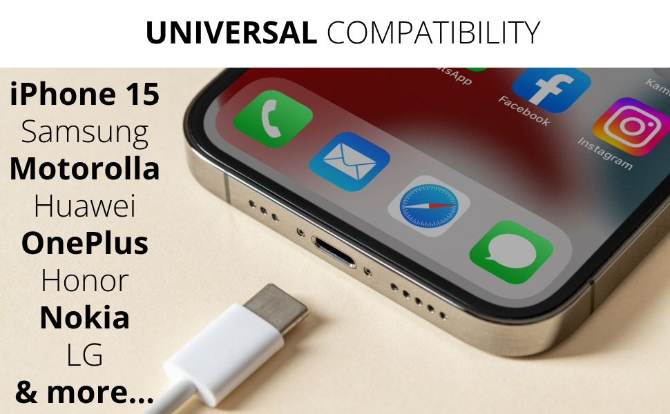 USB Charging Cable - USB Type A to USB Type C - for iPhone, Samsung, Nintendo etc