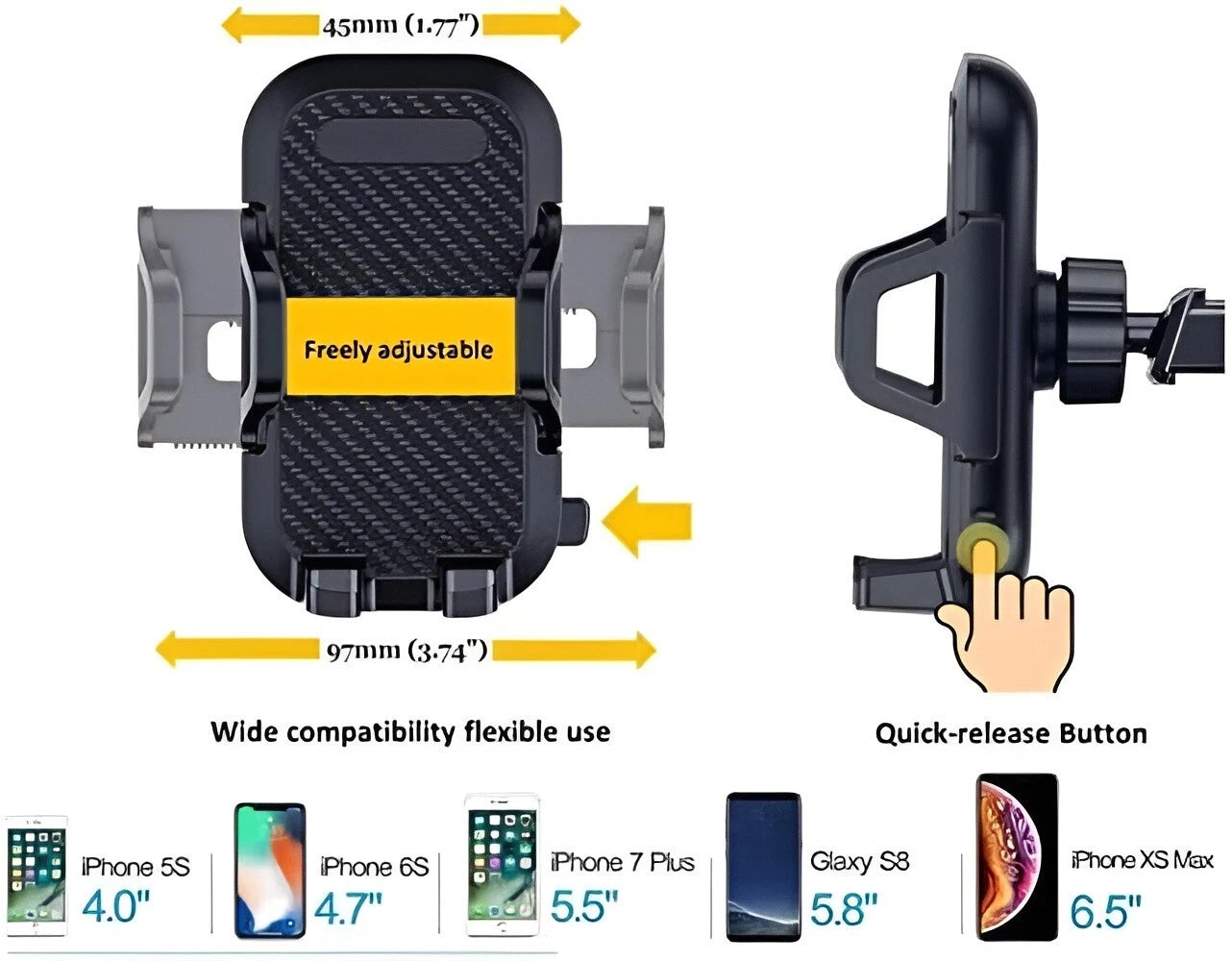 Windshield Suction Car Phone Holder Retractable Extendable Mount iPhone Samsung