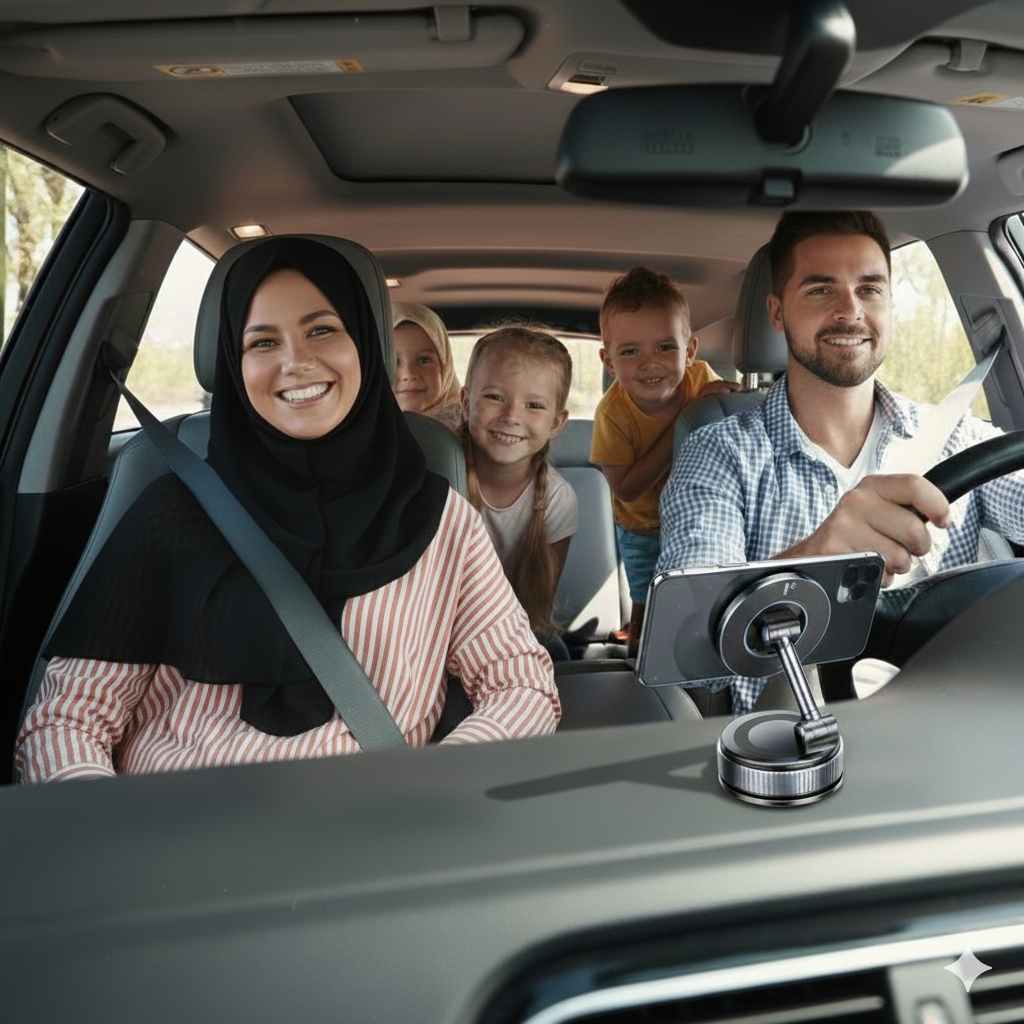 MAGSAFE Phone Holder / Car Mount designed for iPhone 17, 16 Magnetic with Vacuum Suction, Sticks to Windscreen & Dashboard